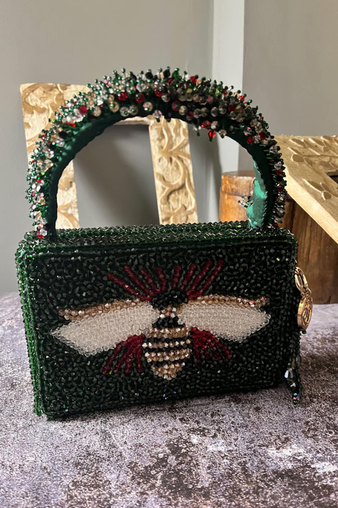 BAG HEAD Semi Precious Stone Embellished Bag