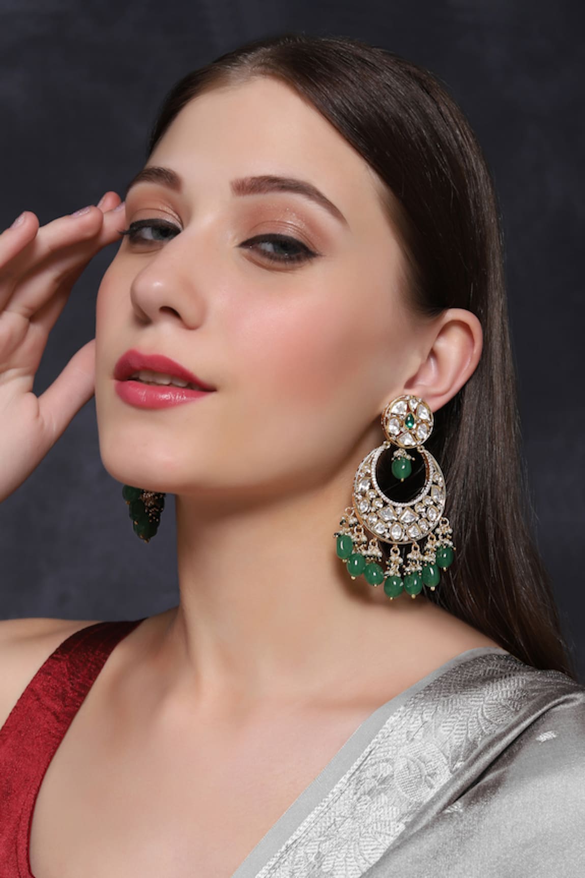 Mae Jewellery By Neelu Kedia Zircon Diamond Embellished Chandbali Earrings