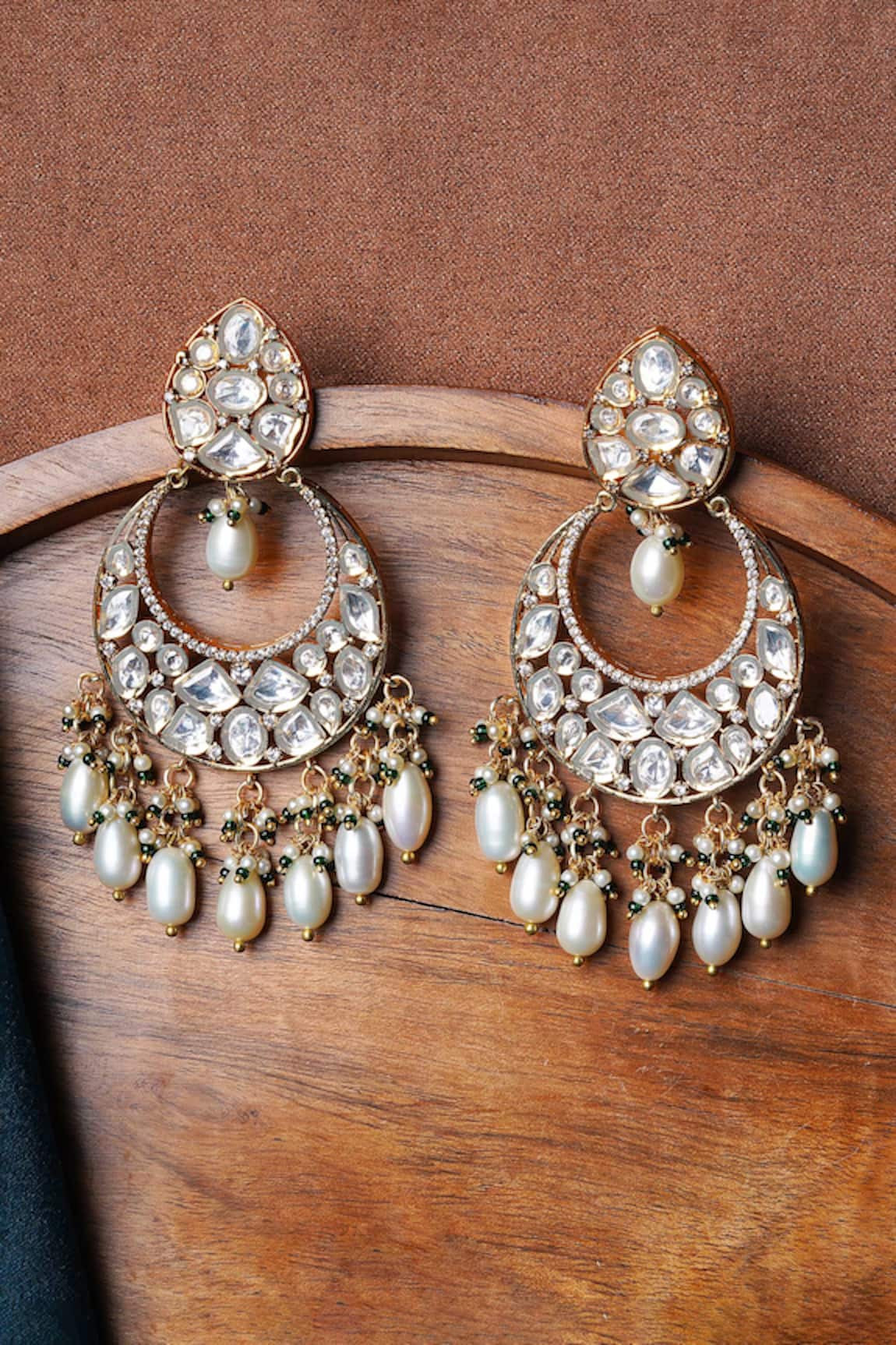 Buy Pearl Chandbali Earrings in Gold Polished Sterling Silver Online in  India  Etsy