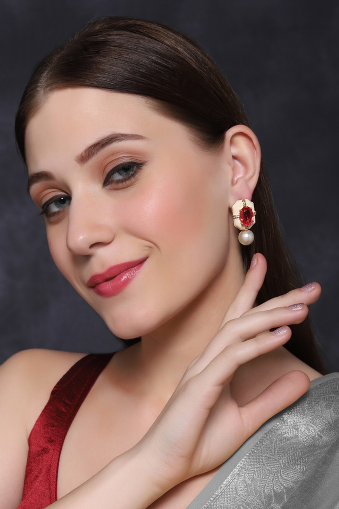 Mae Jewellery By Neelu Kedia Ruby Stone Studded Earrings