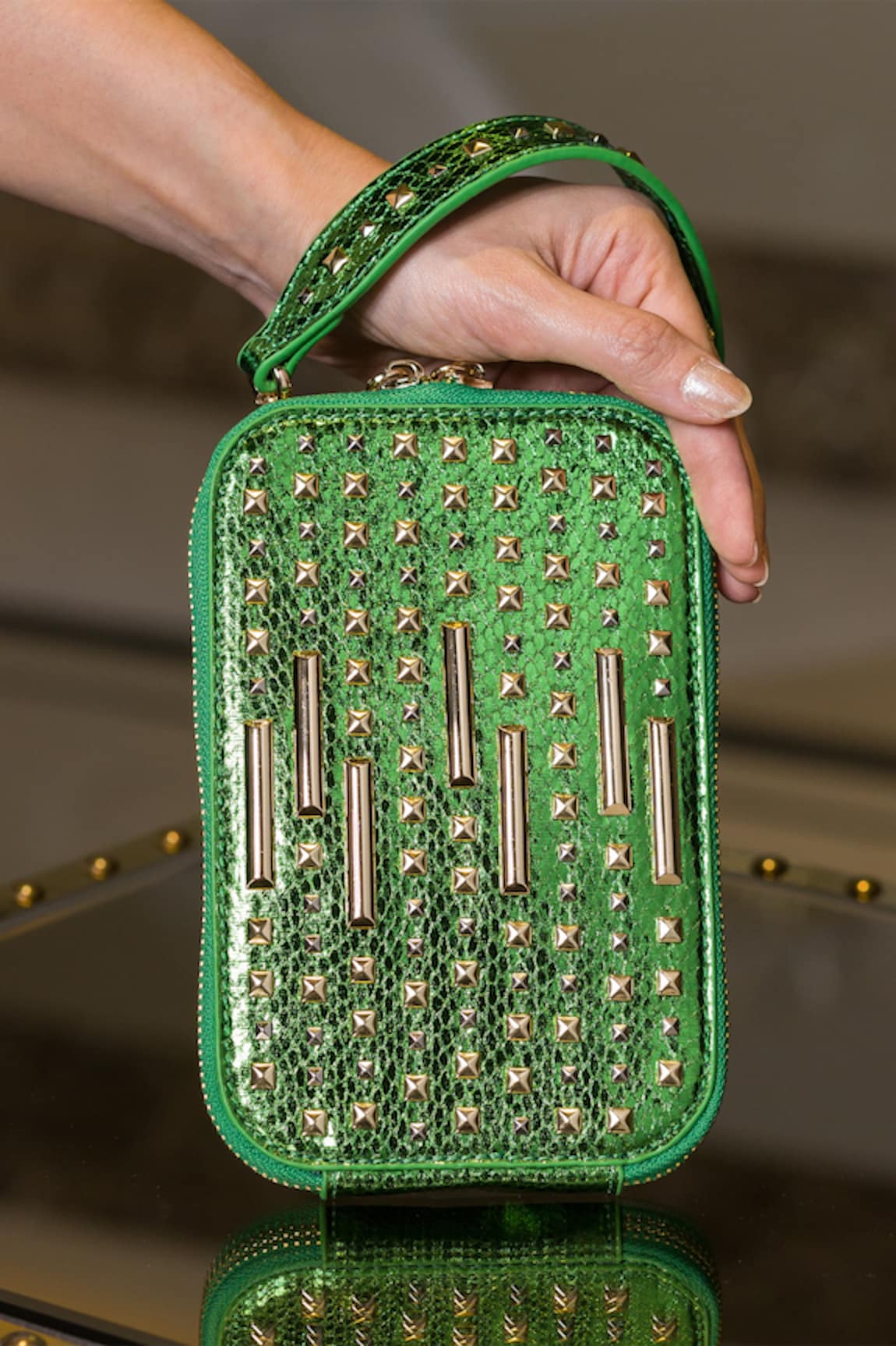 House of Bio Amalfi Textured Studded Mobile Bag