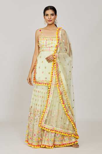 Gopi Vaid Sonia Embroidered Kurta Sharara Set 