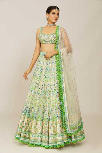 Gopi Vaid Embroidered Ivory Bridal Lehenga Set 