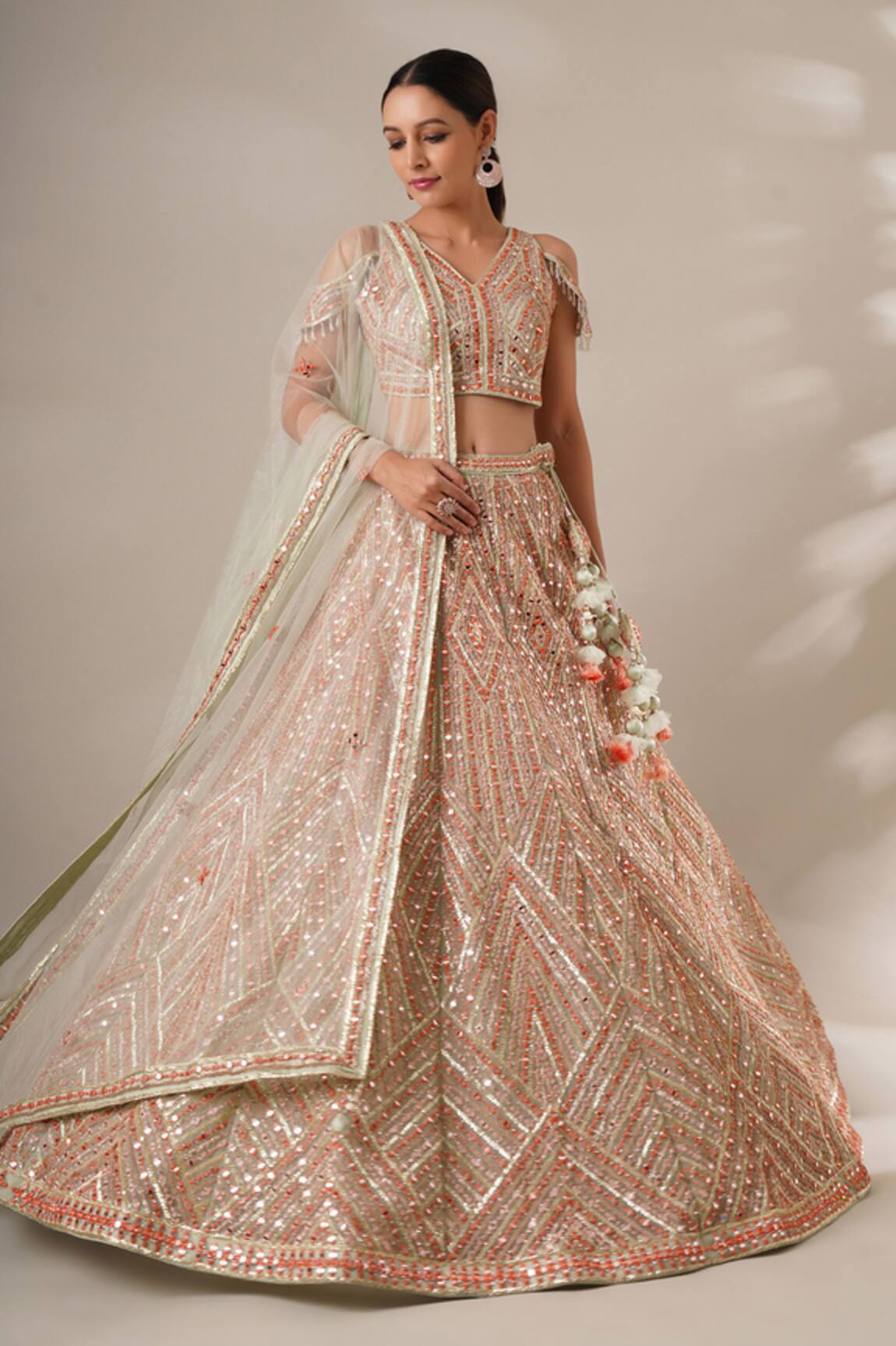 Chaashni by Maansi and Ketan Gota & Mirror Embroidered Lehenga Blouse Set
