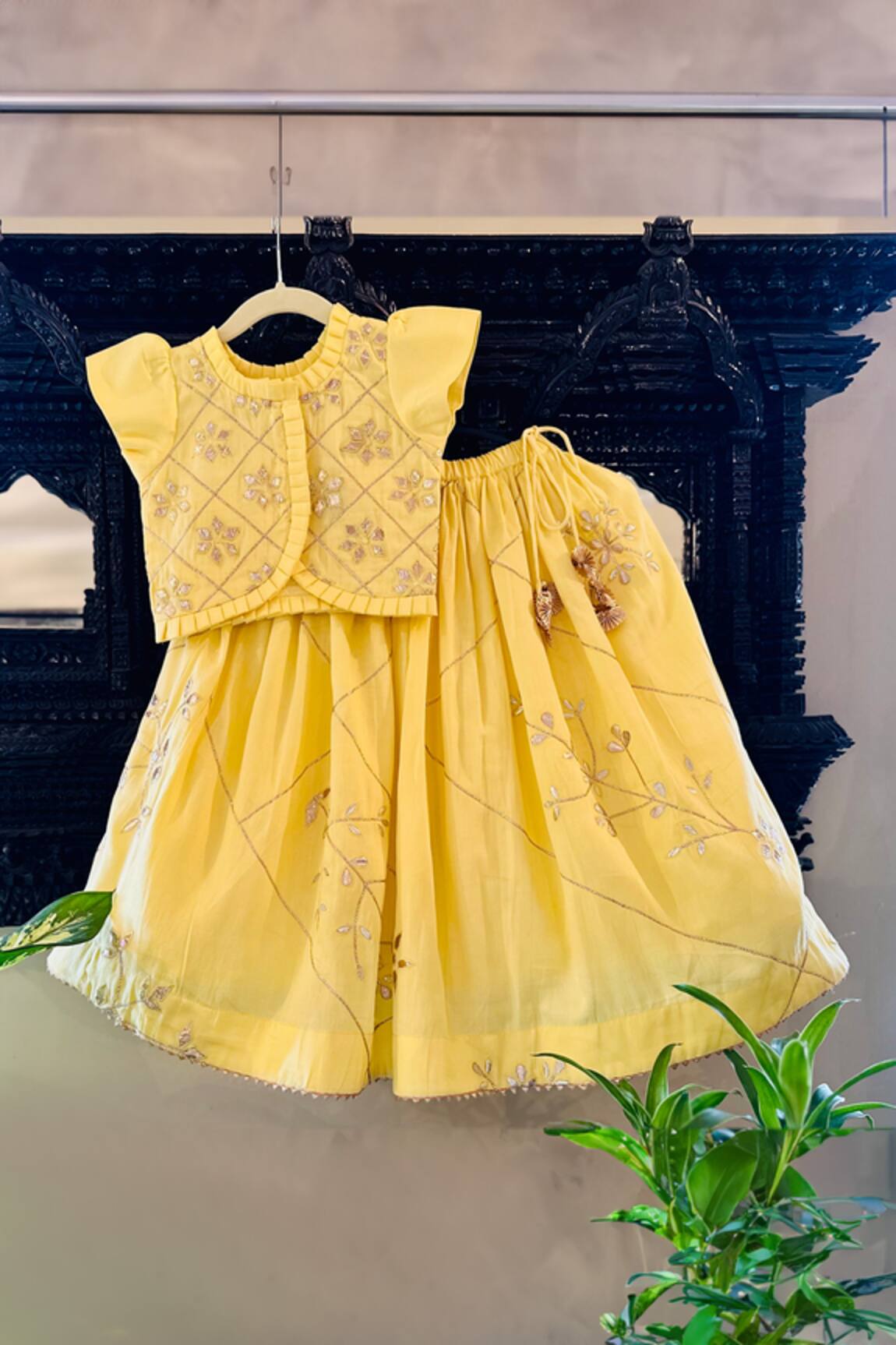 Rage Attire-Sweta Saria Padma Gota Patti Blouse With Lehenga