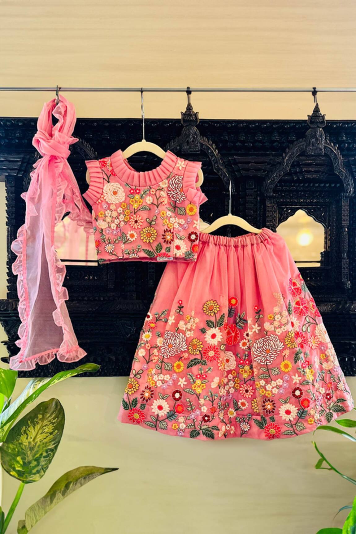 Rage Attire-Sweta Saria Resham Floral Embroidered Lehenga Set