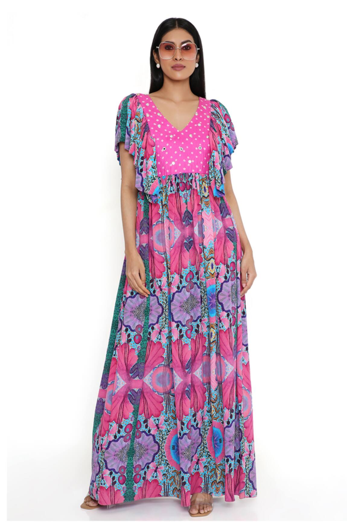 Payal Singhal Abstract Floral Bloom Print Dress 
