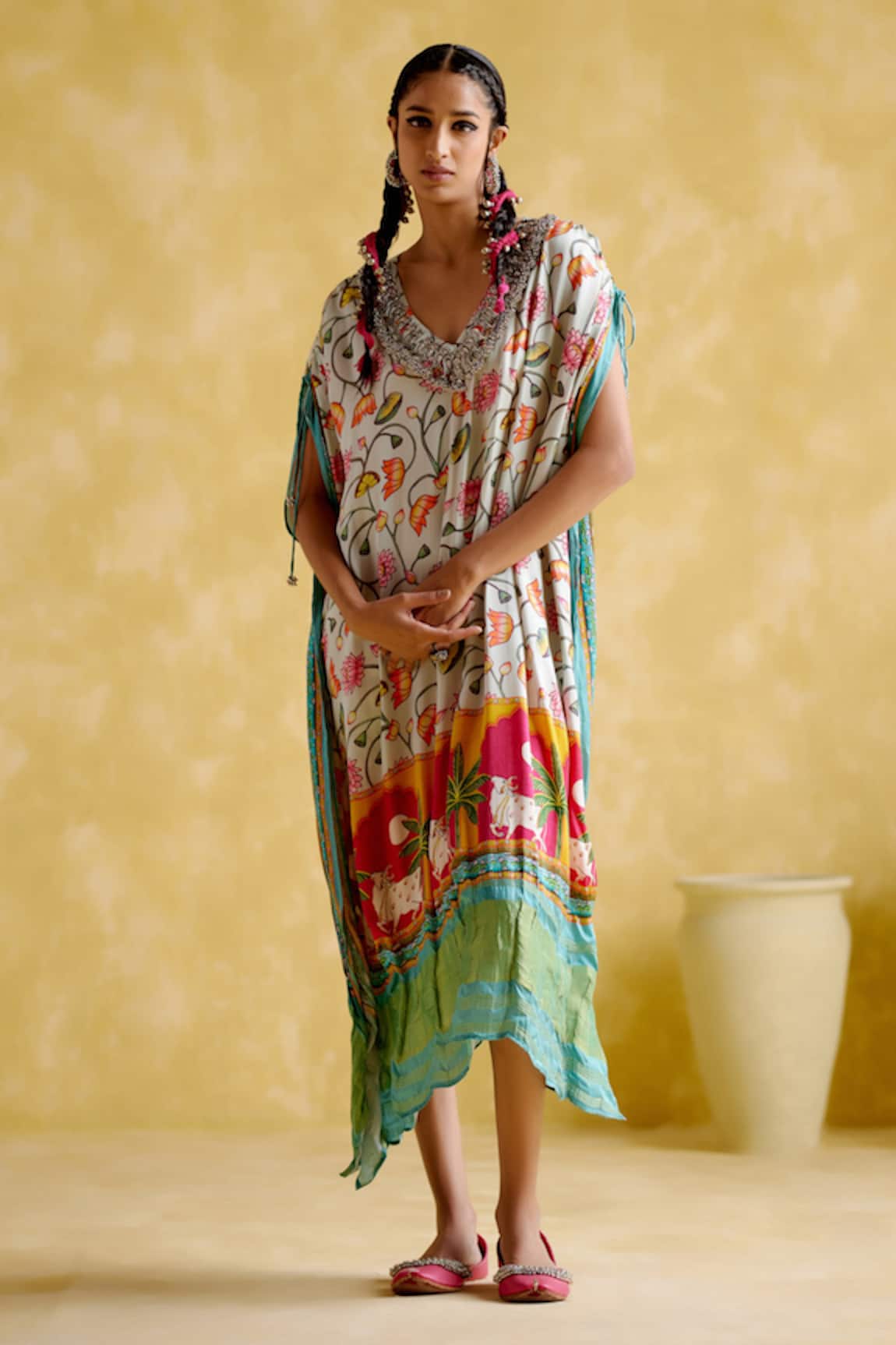 5Elements Linus Lotus & Bull Print Kaftan 