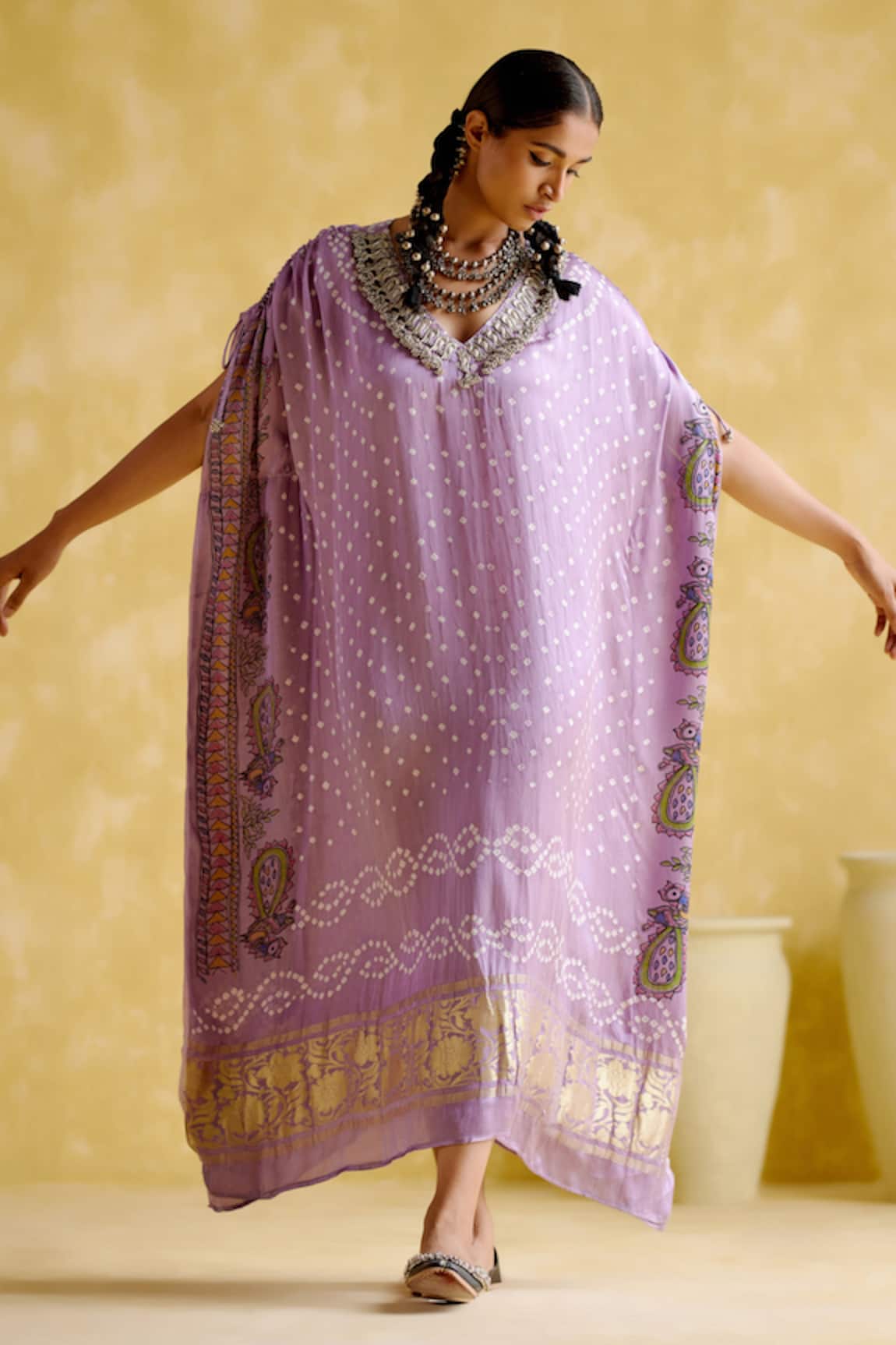 5elements Anuradha V Neck Embroidered Kaftan