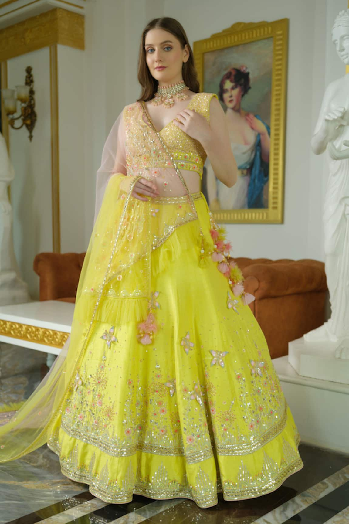 Tamaraa By Tahani 3D Applique Silk Embroidered Lehenga Set