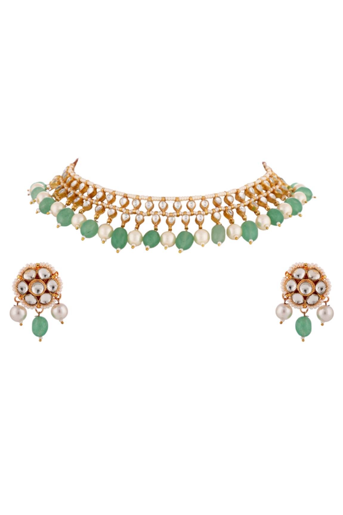 Riana Jewellery Layered Tear Drop Necklace Set 