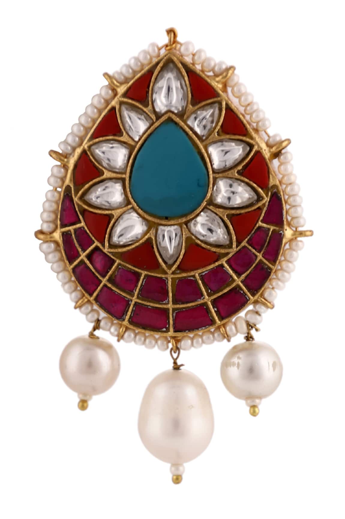 Riana Jewellery Drop Pattern Embellished Brooch