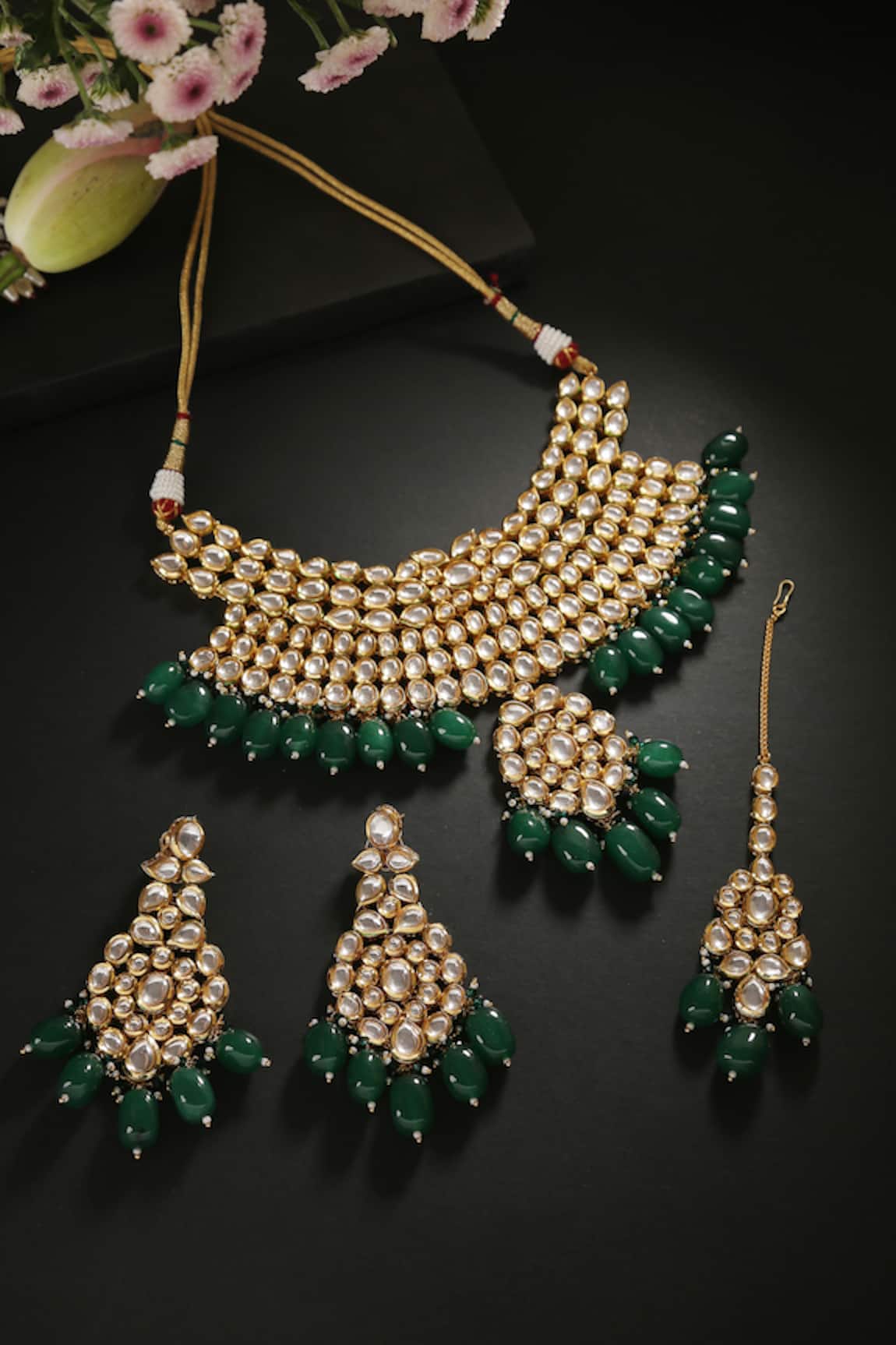 Minaki Kundan Bead Embellished Necklace Set 