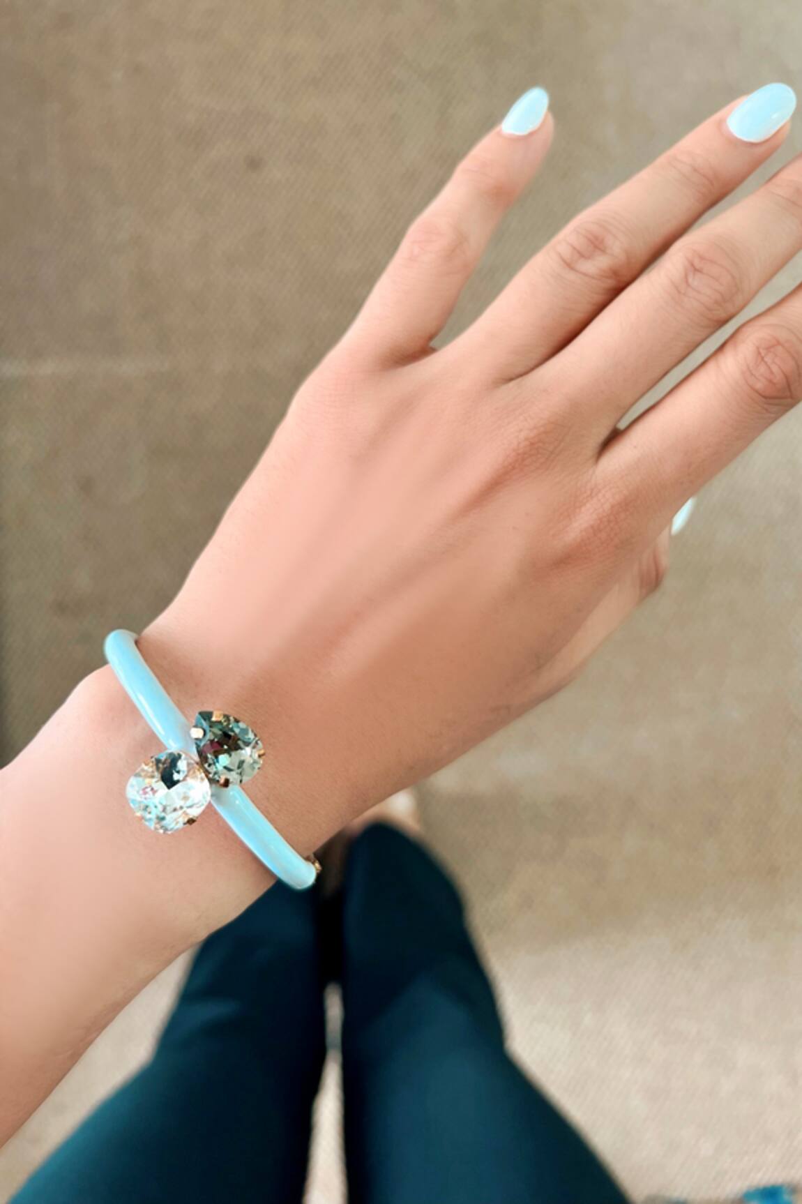 PRERTO White Stone Embellished Adjustable Bracelet