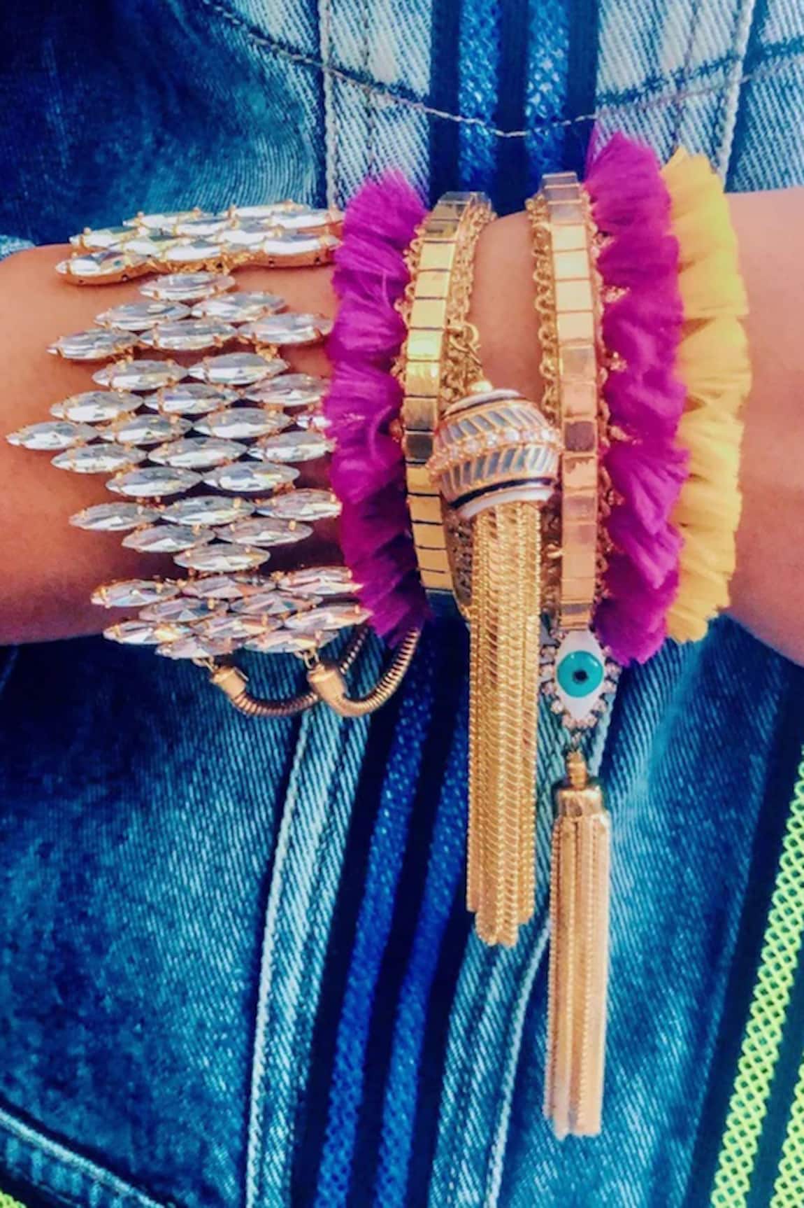 Prerto Gold Crystal Embellished Bracelet 