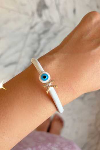 PRERTO Evil Eye Stone Embellished Bracelet 