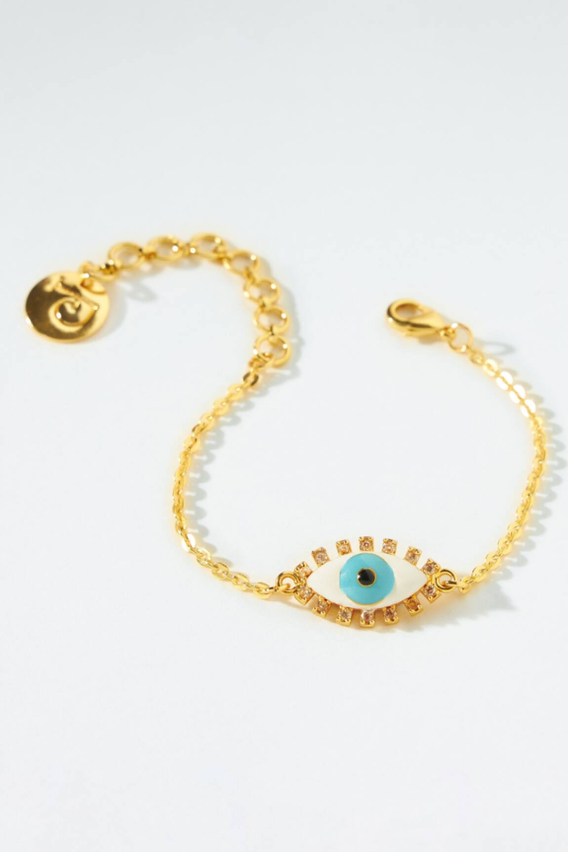 PRERTO Embellished Evil Eye Charm Bracelet