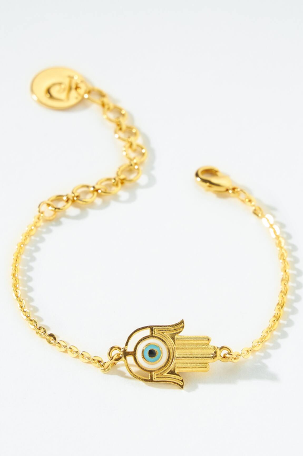 PRERTO Gold Hamsa Hand Charm Bracelet