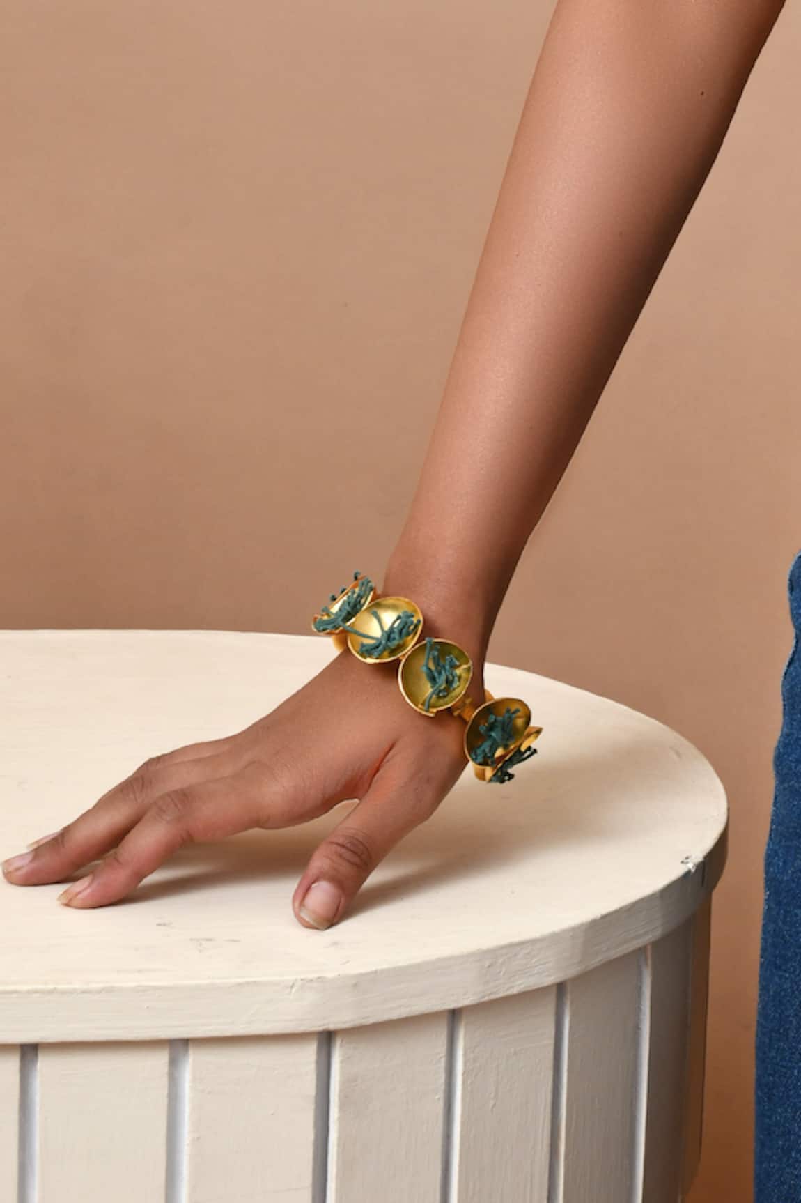 Zaza By Somya Gold Geometric Circular Bracelet 