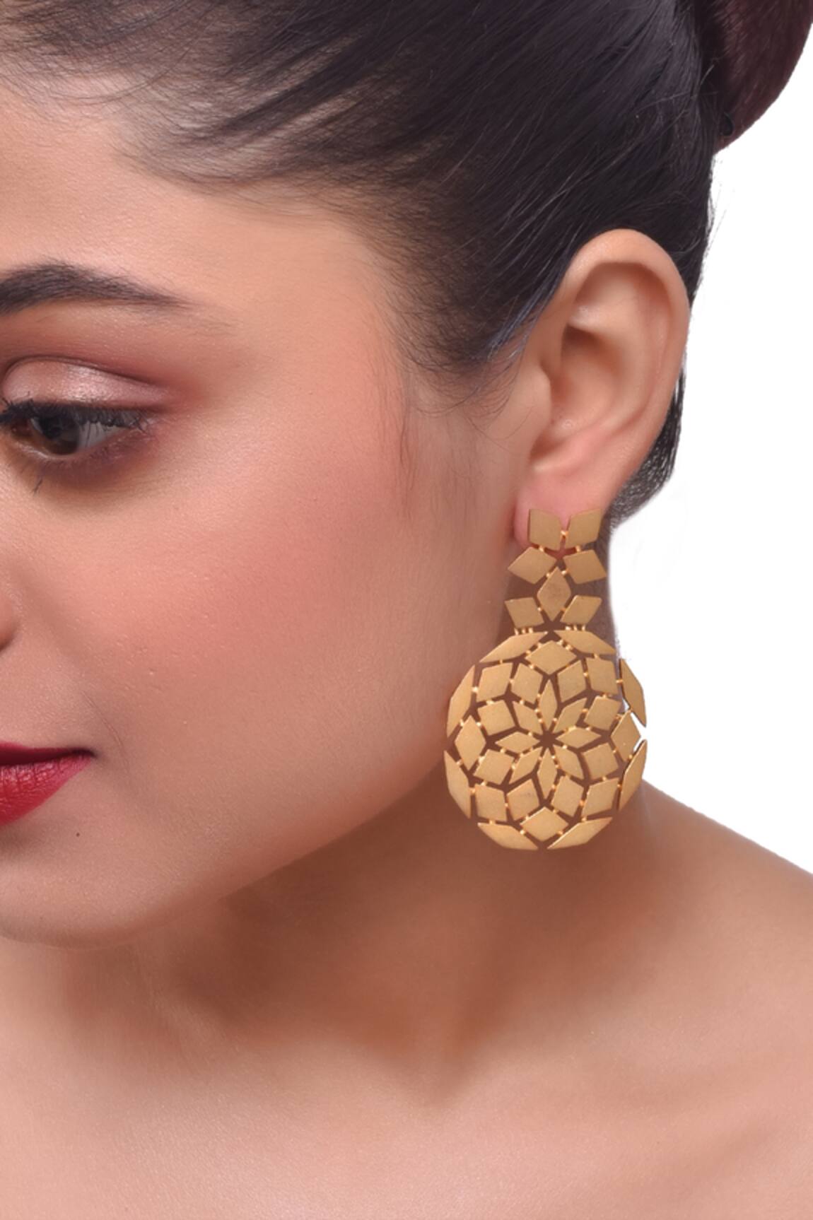 Zaza By Somya Geometric Mosaic Drop Earrings