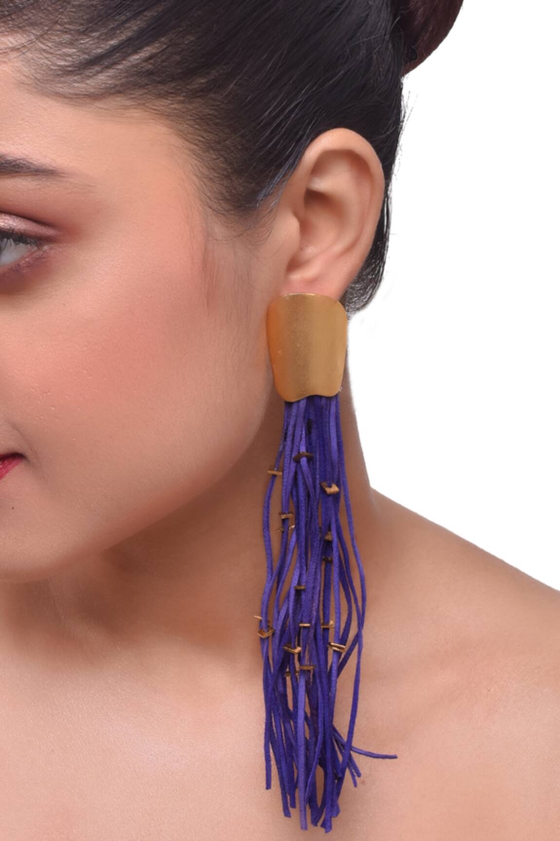 Zaza By Somya Leather Tasselled Long Earrings