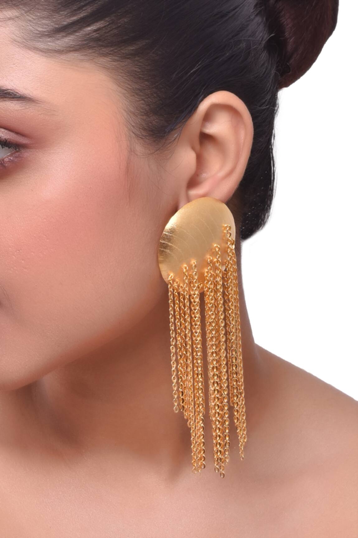 Zaza By Somya Chain Tassel Round Dangler Earrings