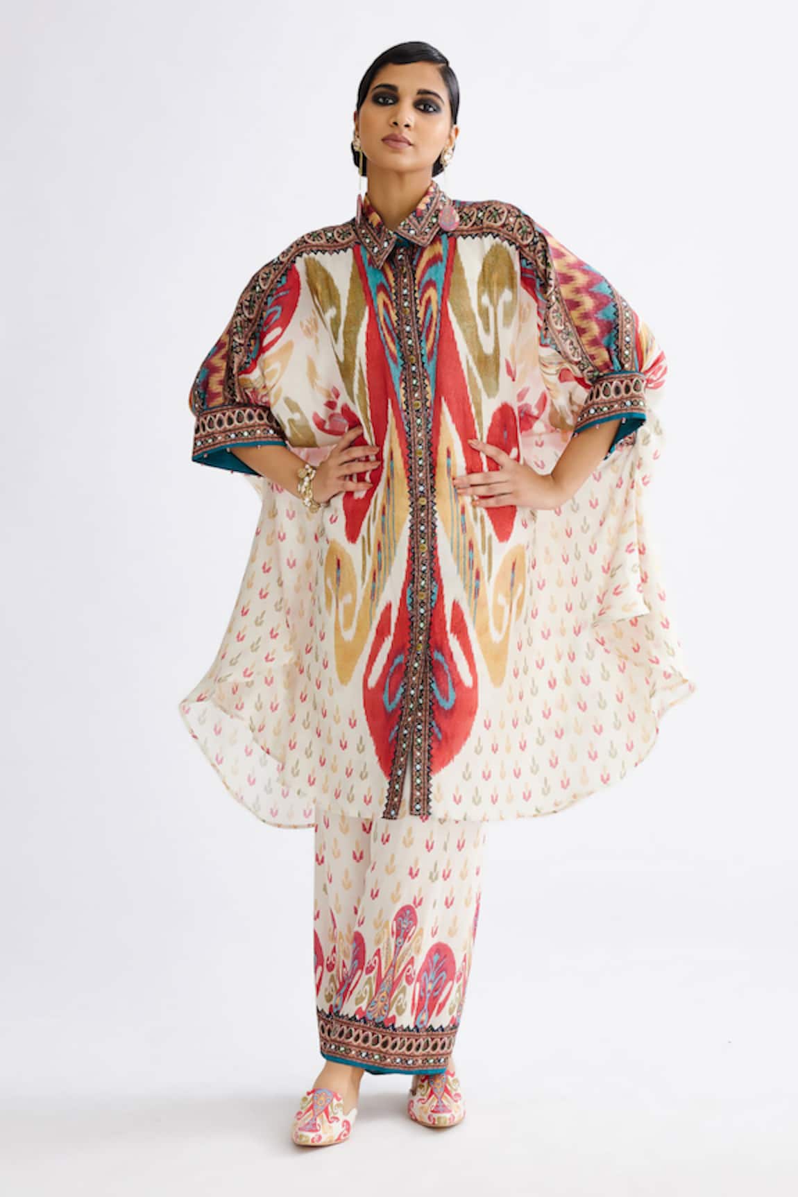 Rajdeep Ranawat Kamara Silk Abstract Print Shirt Tunic With Pant 
