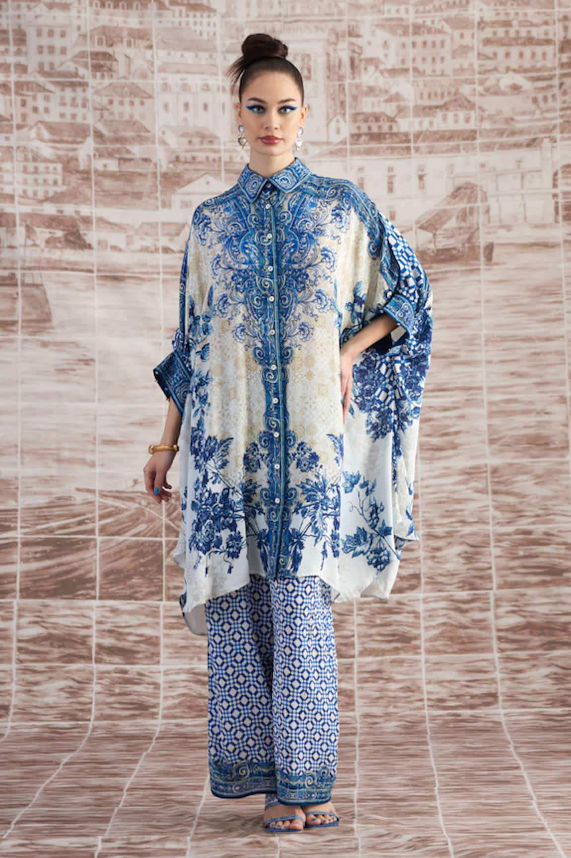 Rajdeep Ranawat Kamara Floral Print Shirt Tunic With Pant