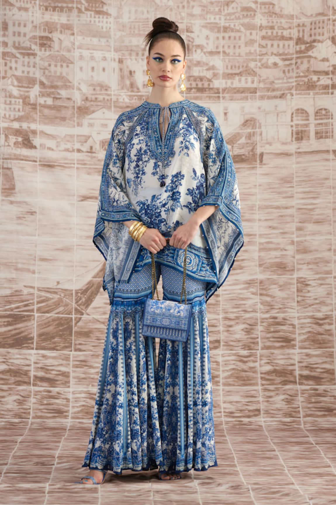 Rajdeep Ranawat Ramona Silk Digital Printed Poncho & Sharara Set