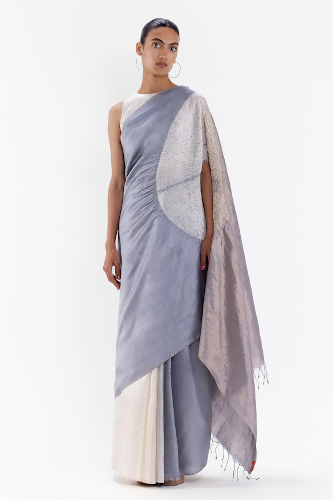 Studio Medium Shibori Pattern Silk Saree With Running Blouse