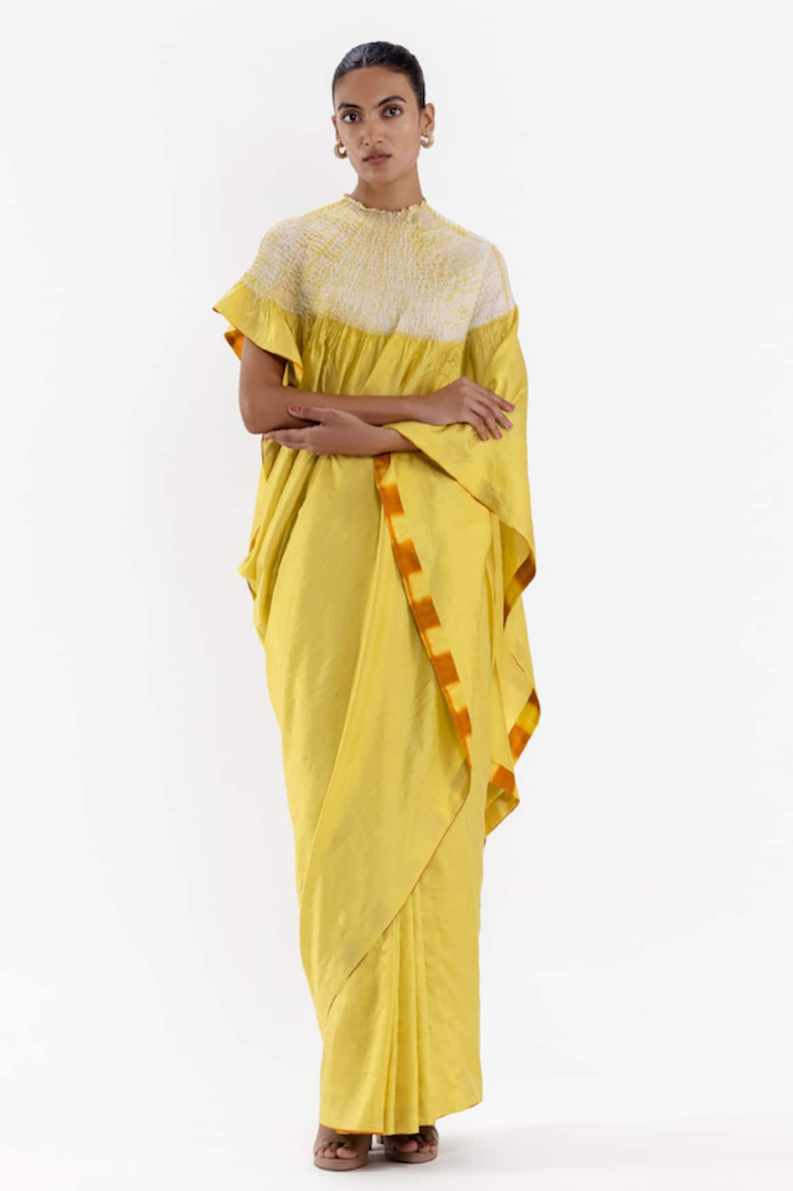 Studio Medium Handwoven Draped Kaftan Saree With Running Blouse