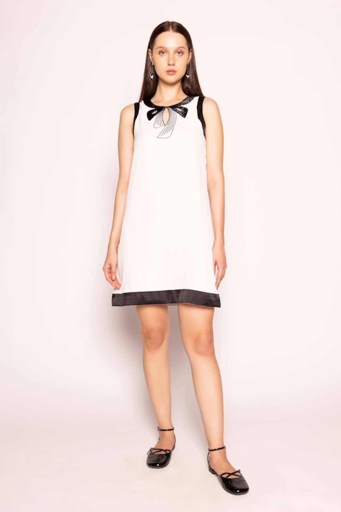 SHIMONA Placed Sequin Embroidered Dress