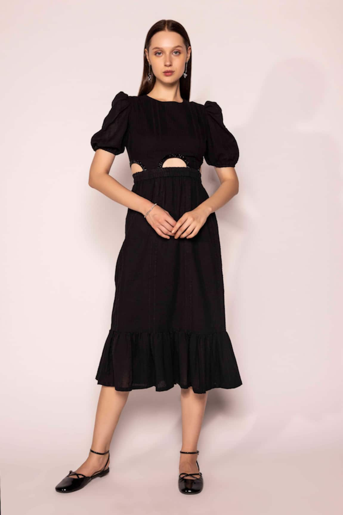 SHIMONA Cut-Out Solid Dress