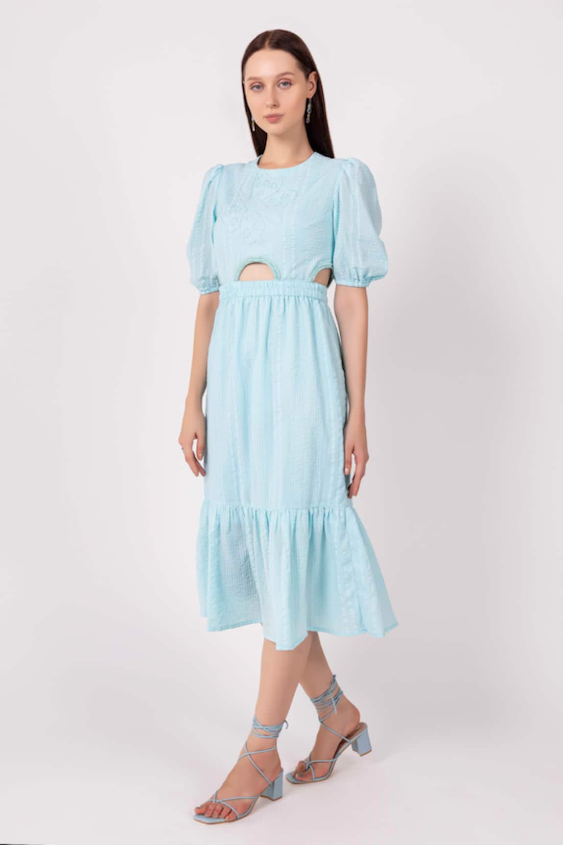 SHIMONA Water Ballet Cutout Midi Dress