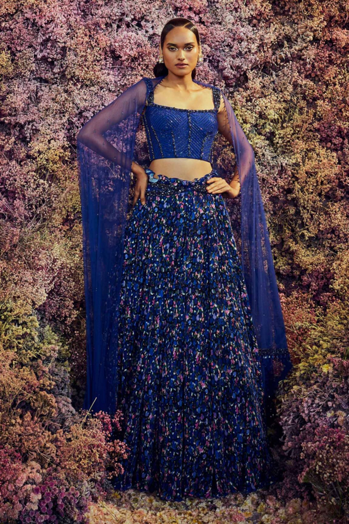 Shilpi Gupta Electric Embroidered Blouse Skirt Set