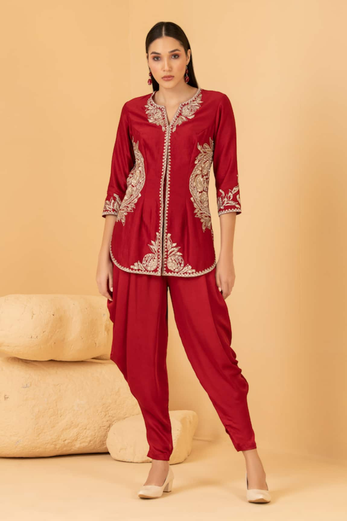 Divi by sonal khandelwal Zari Embroidered Top & Dhoti Pant Set