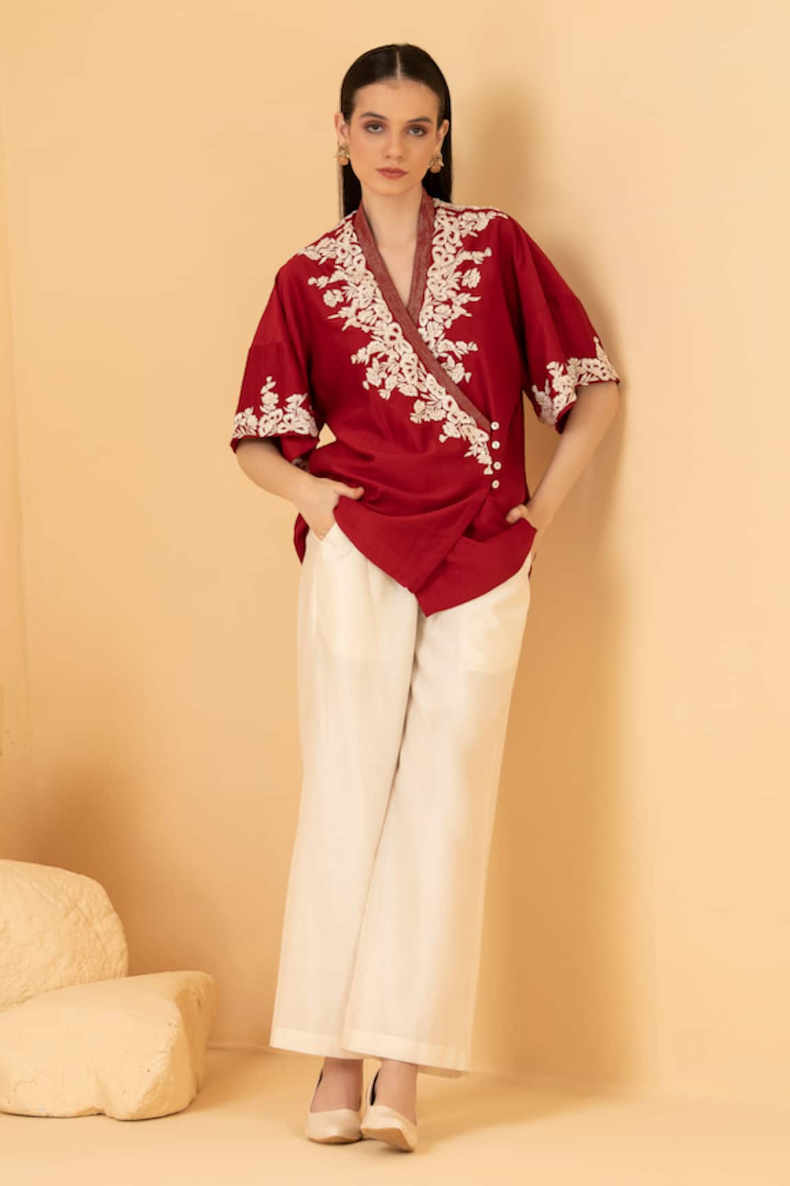 Divi by sonal khandelwal Thread Embroidered Top & Palazzo Set