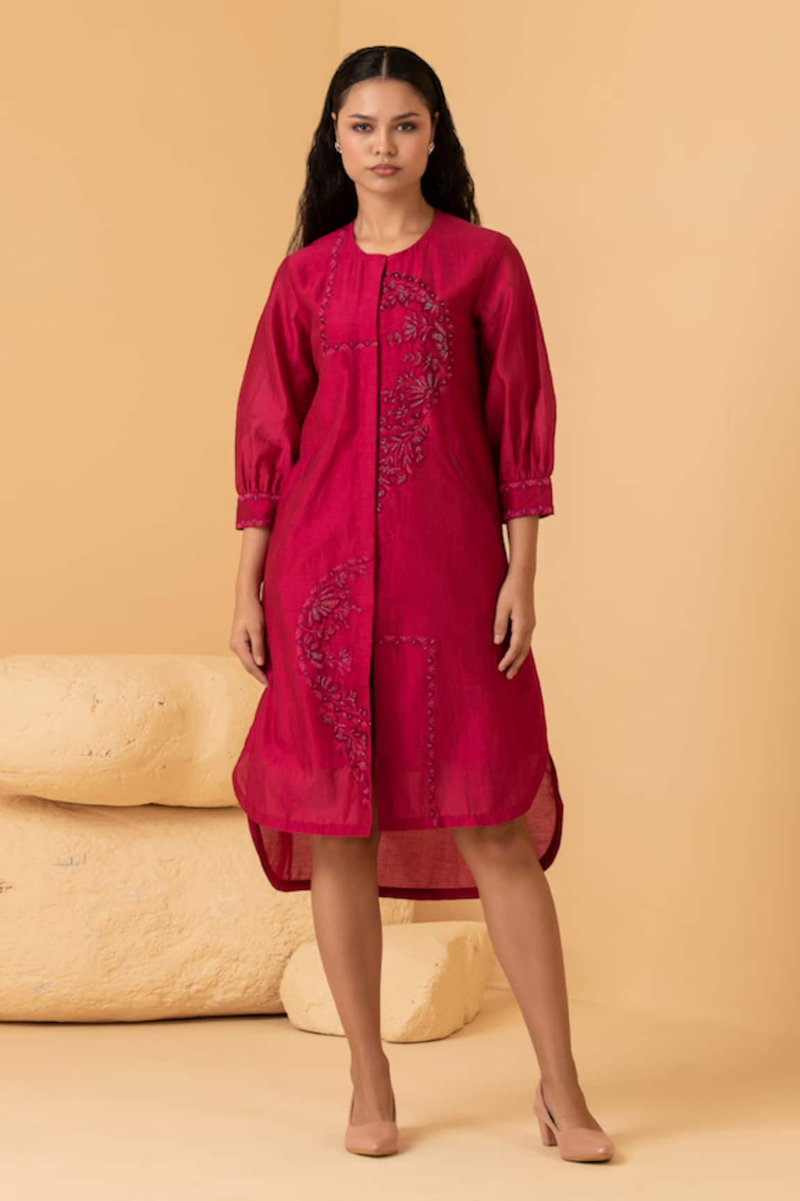 Divi by sonal khandelwal Chanderi Thread Embroidered Dress