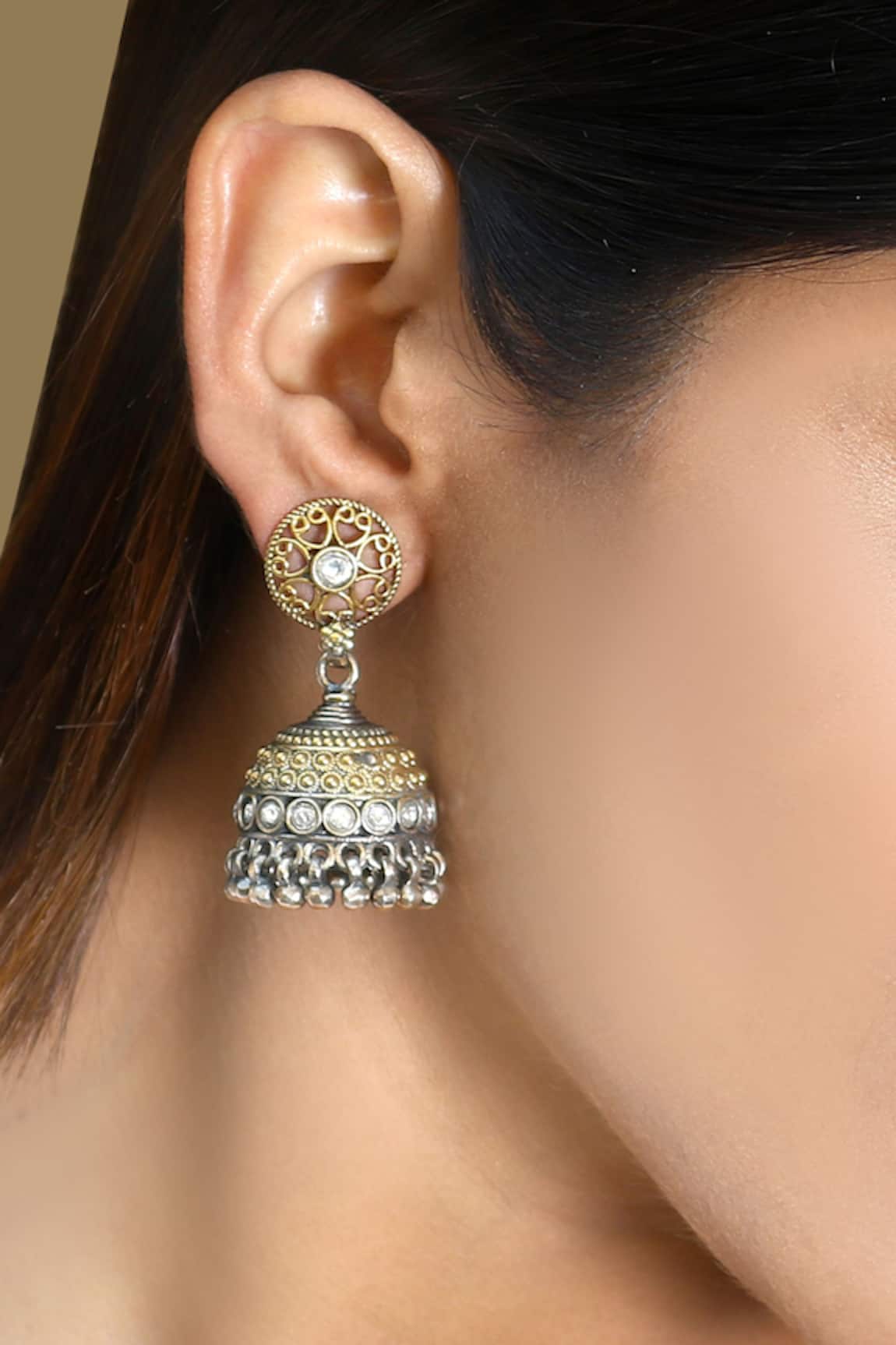 Noor Floral Design Jhumki Earrings