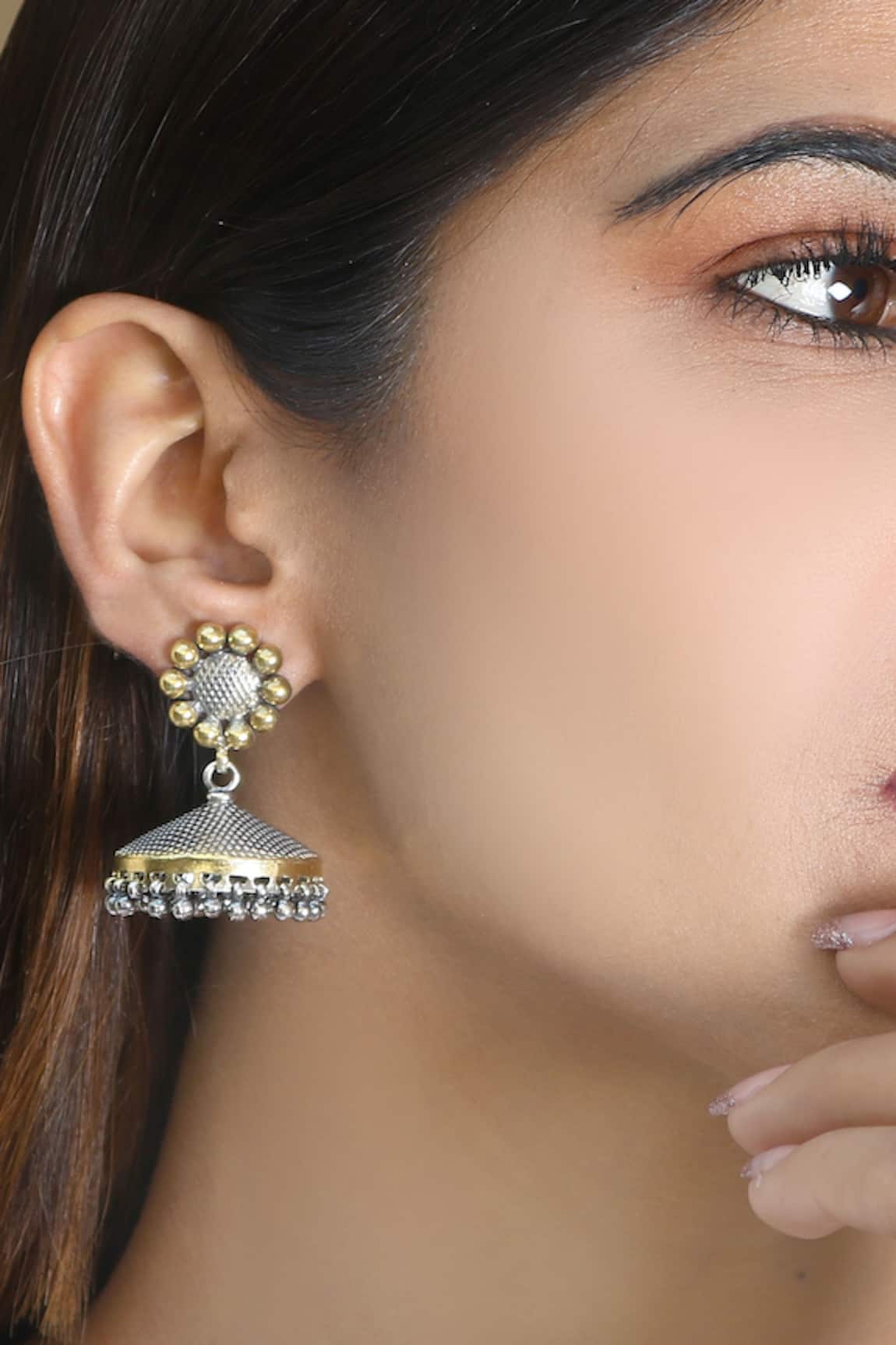 Noor Small Floral Design Jhumki Earrings