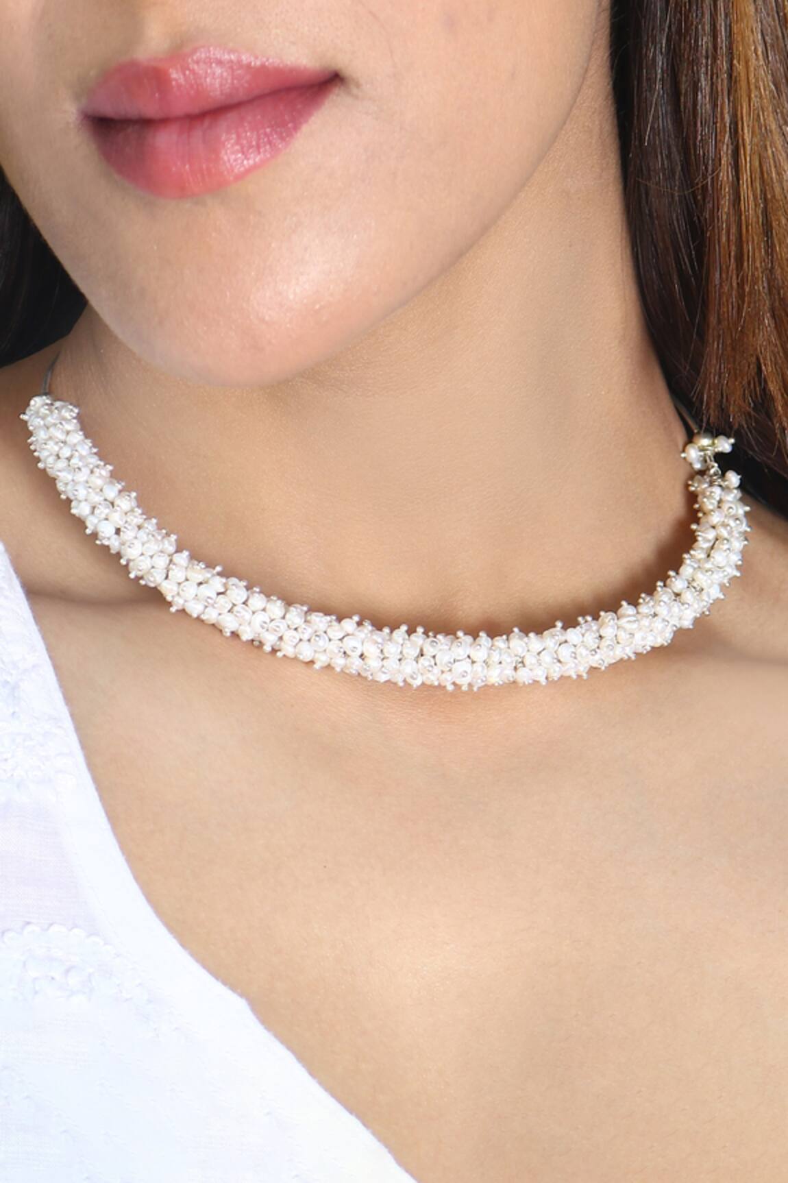 Noor Pearl Embellished Hasli Necklace