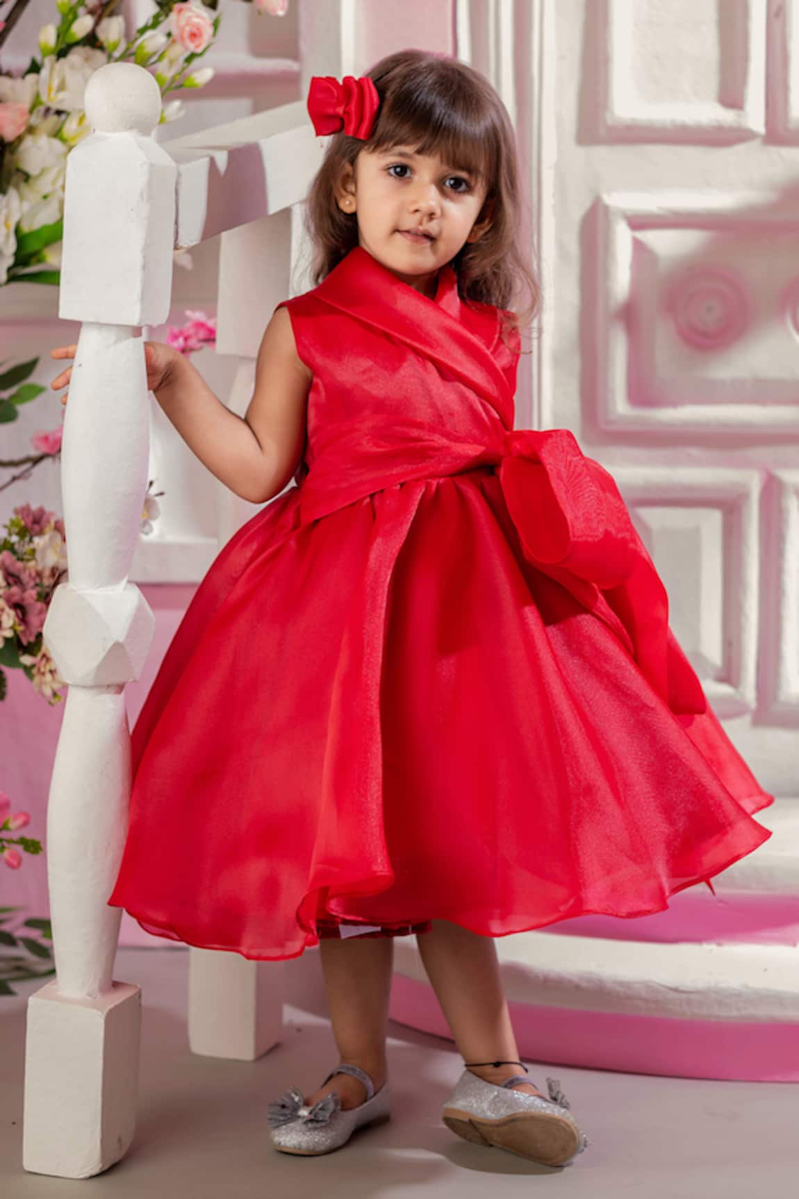 Ba Ba Baby clothing co Soft Amaryllis Knot Bow Dress With Hair Accessory