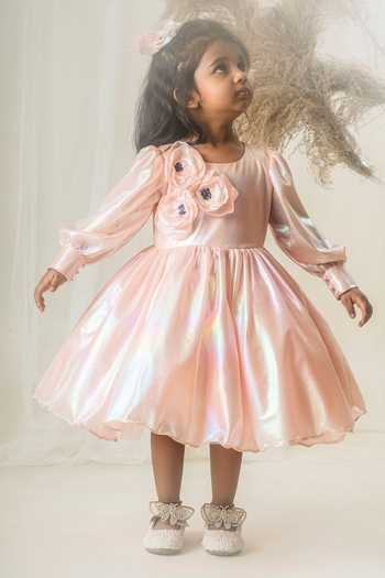 Toplove Roseate Applique Shimmer Dress With Hair Accessory 
