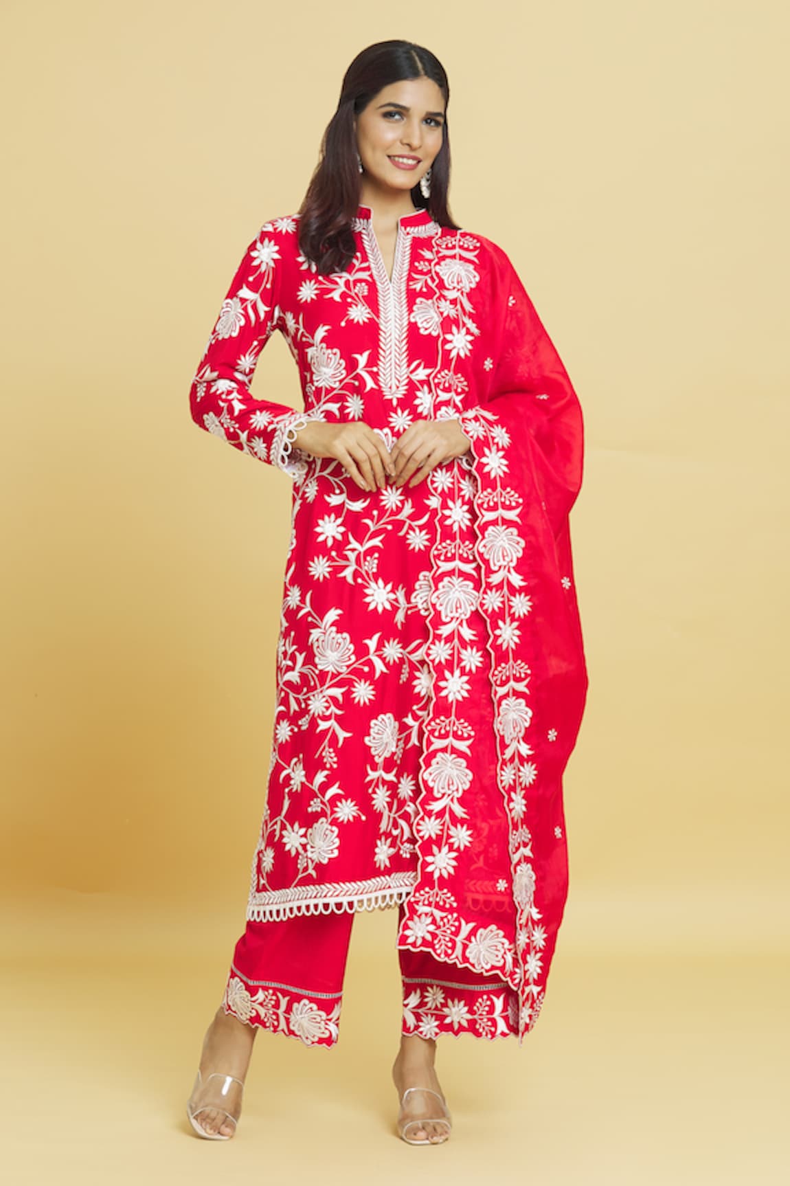 Aiman Floral Vine Embroidered Kurta Pant Set