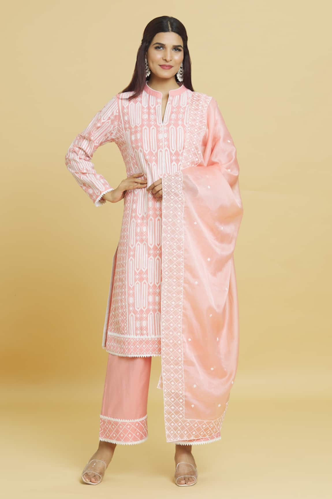 Aiman Geometric Embroidered Kurta Pant Set