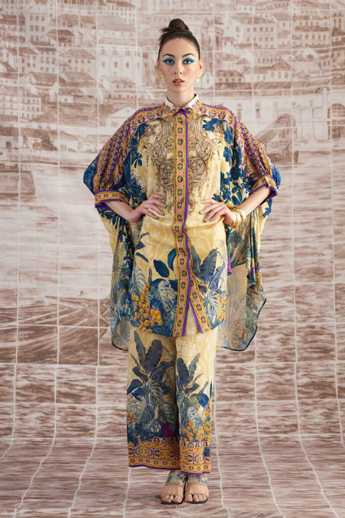 Rajdeep Ranawat Kamara Silk Printed Shirt Tunic & Flared Pant Set