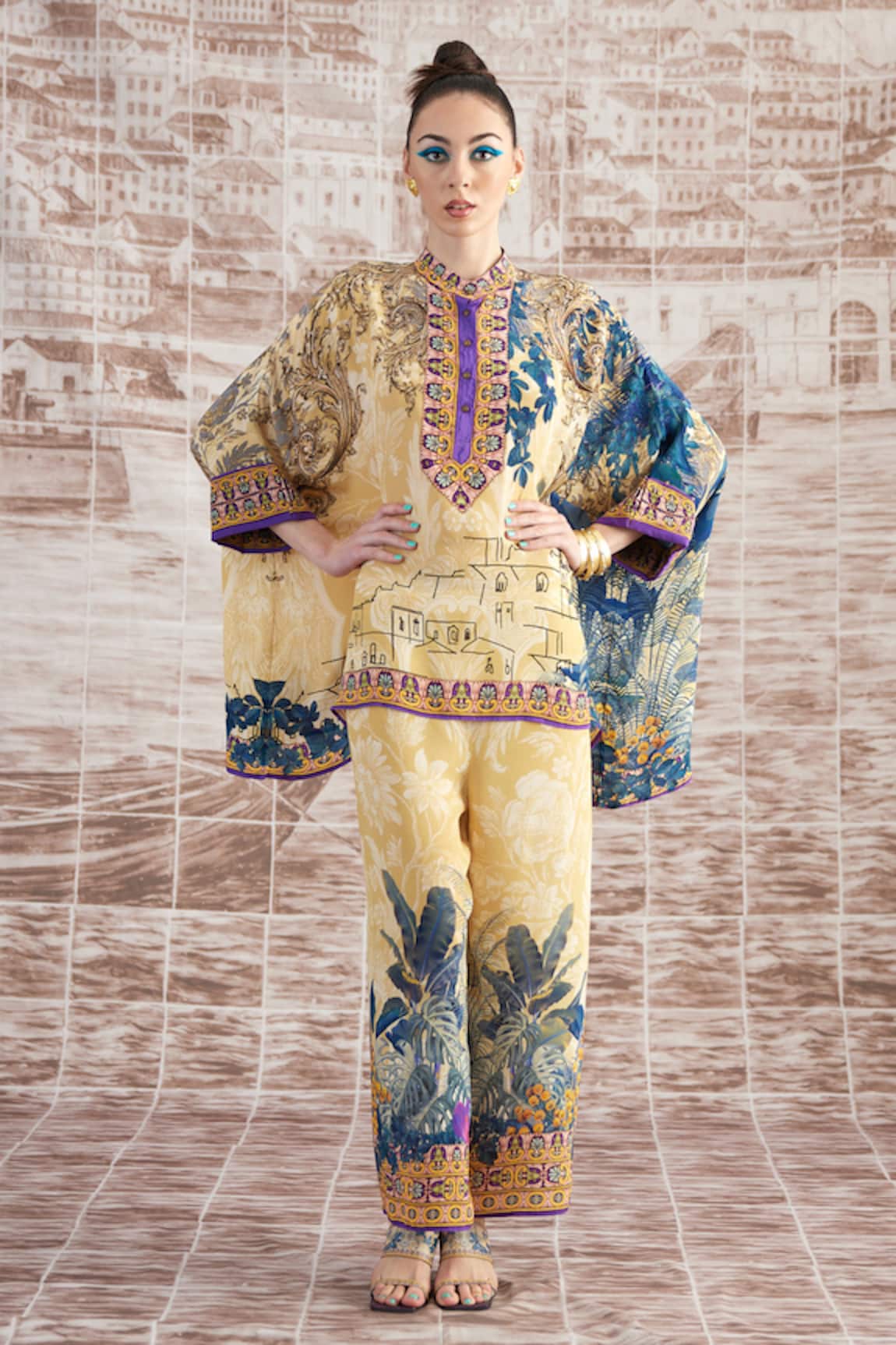 Rajdeep Ranawat Vagator Chanel Silk Printed Tunic & Flared Pant Set