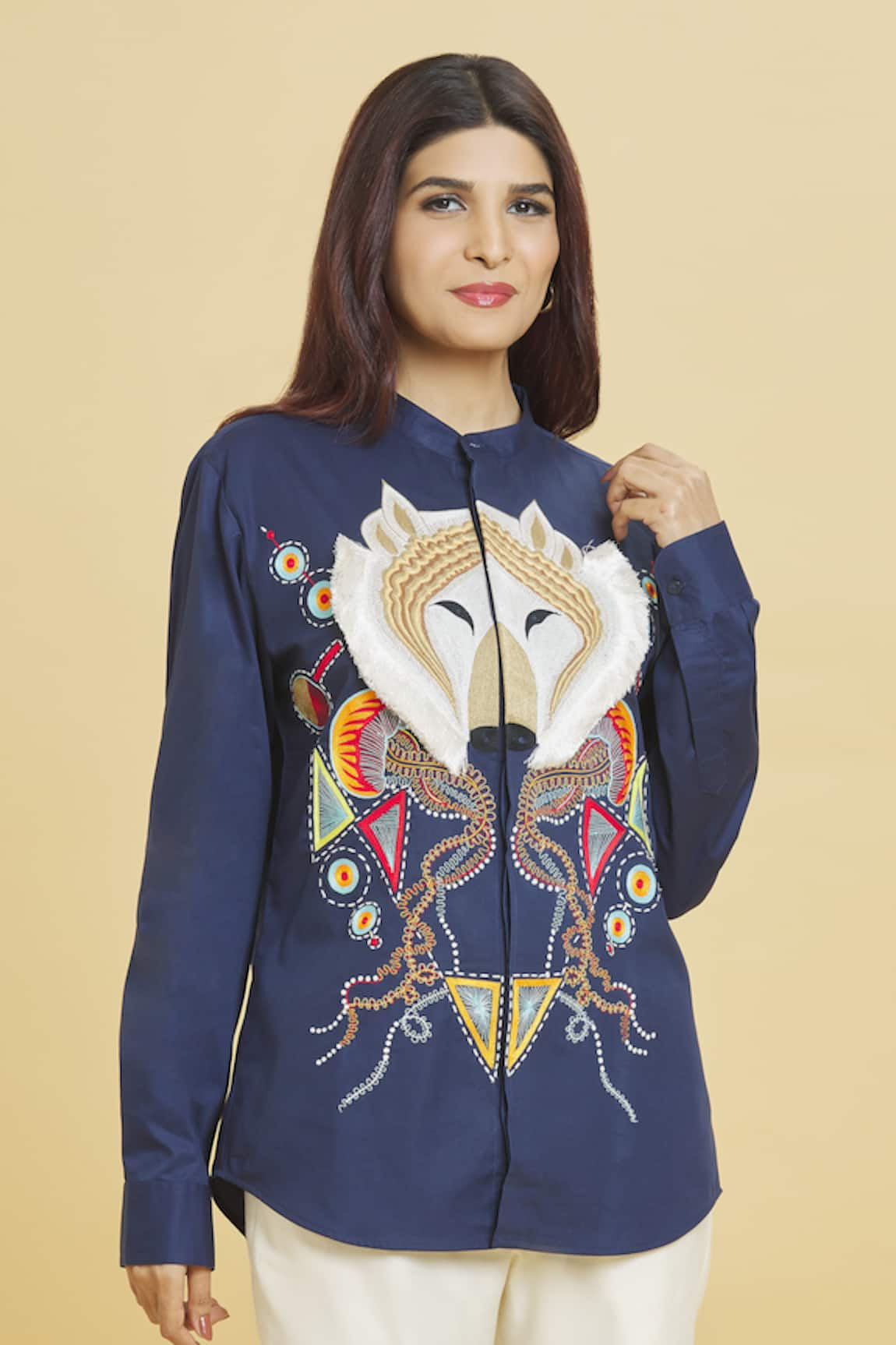 Aiman Wolf Doodle Embroidered Shirt