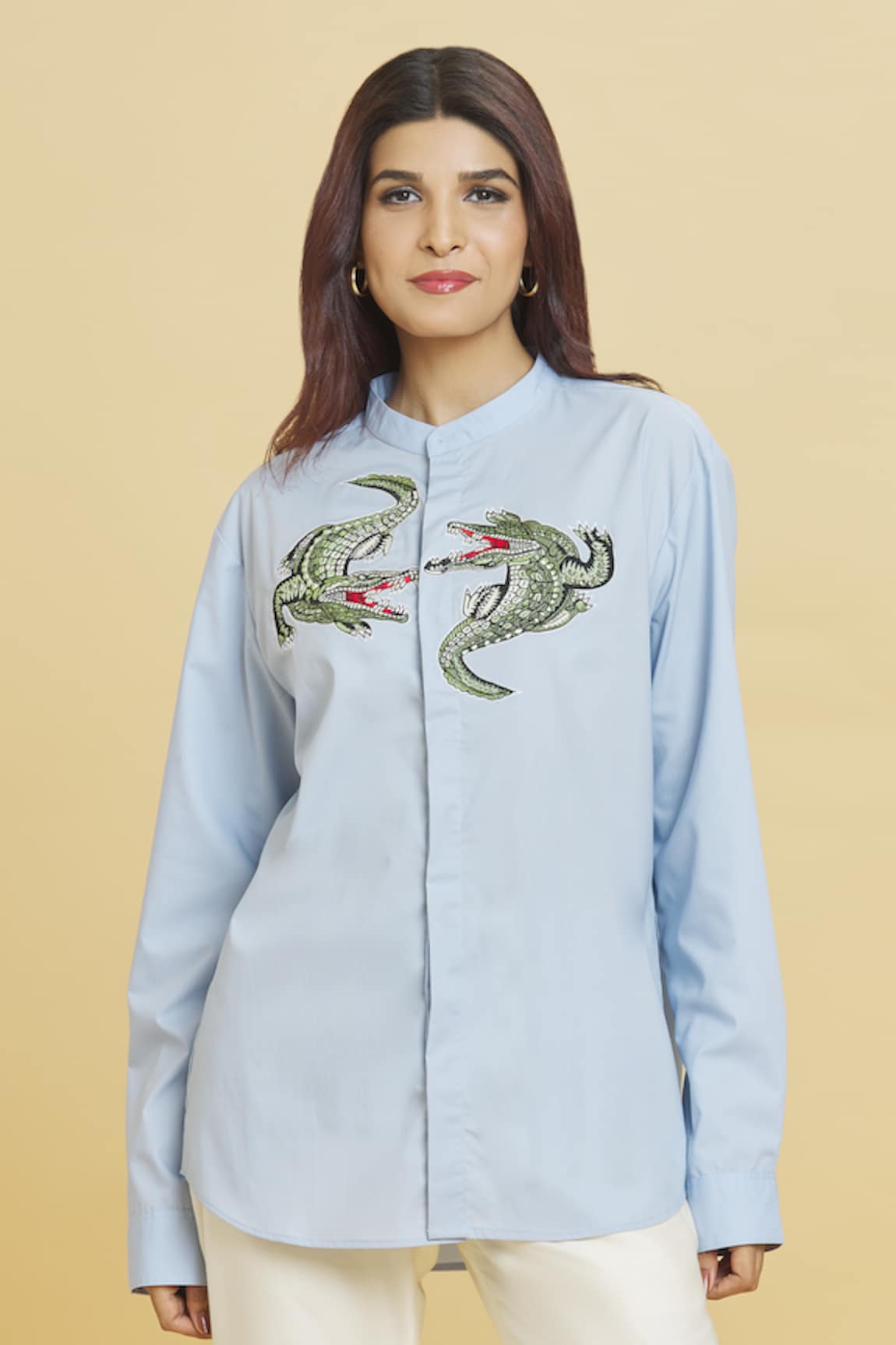 Aiman Crocodile Doodle Embroidered Shirt