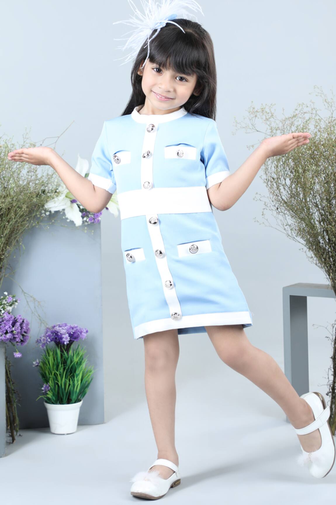 The little celebs Button Embellished Coat Dress 